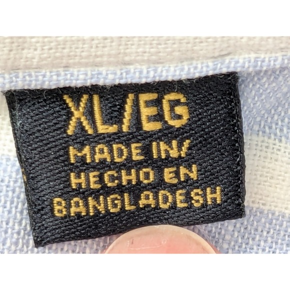 Frontier Threads by Weatherproof Mens XL Blue White Striped Cotton Shirt NWT - Picture 5 of 13